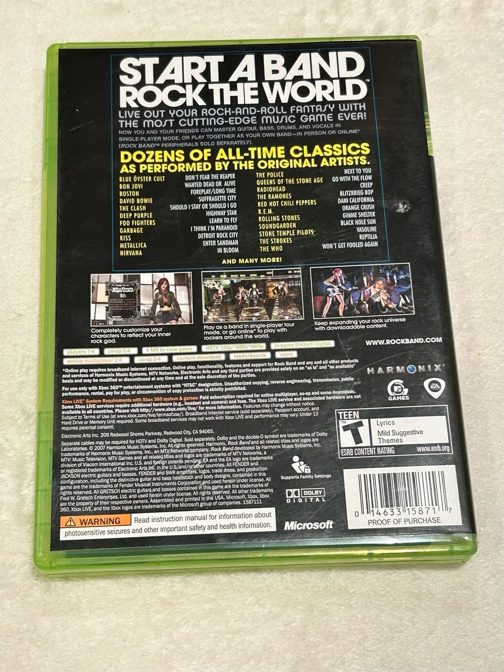 Rock Band (Microsoft Xbox 360, 2007) Complete CIB